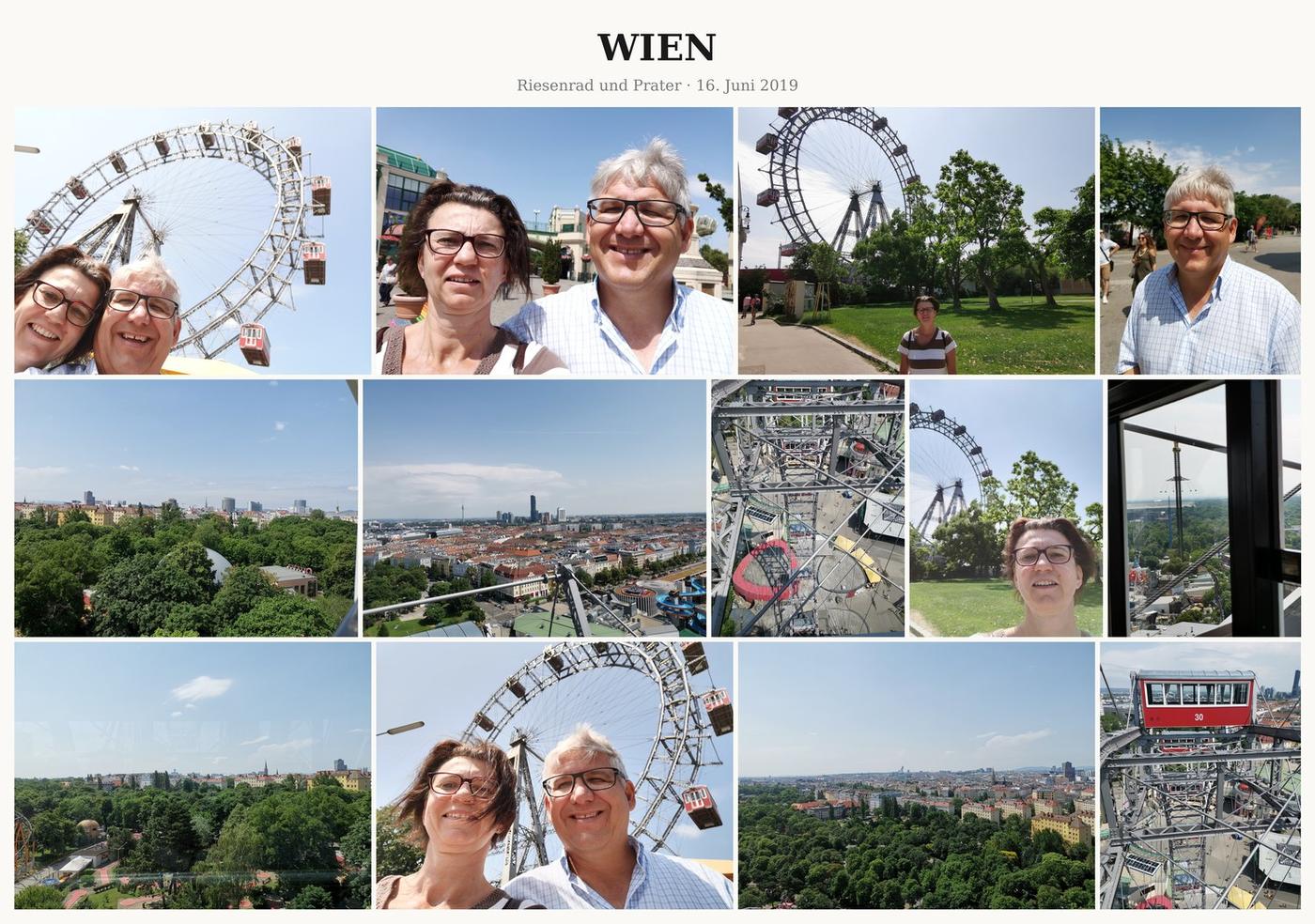 Fotocollage Wien: Riesenrad und Prater